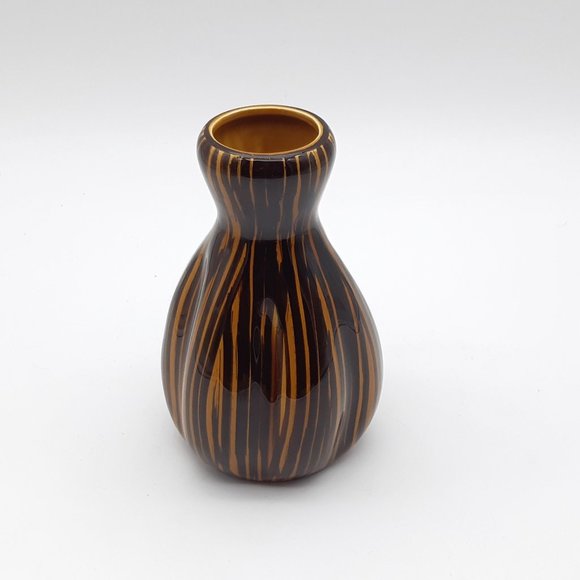Sarreguemines Brown Vase Domino Pattern From France - Picture 1 of 11